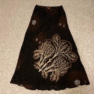 Harari Elastic Waistband Long Silk Skirt S